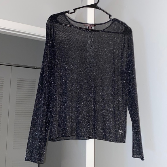 Victoria's Secret Tops - Victoria’s Secret Long Sleeve Sheer Glitter Top